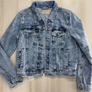 nwt FREE PEOPLE rumors denim boho jean jacket coat soft cotton L